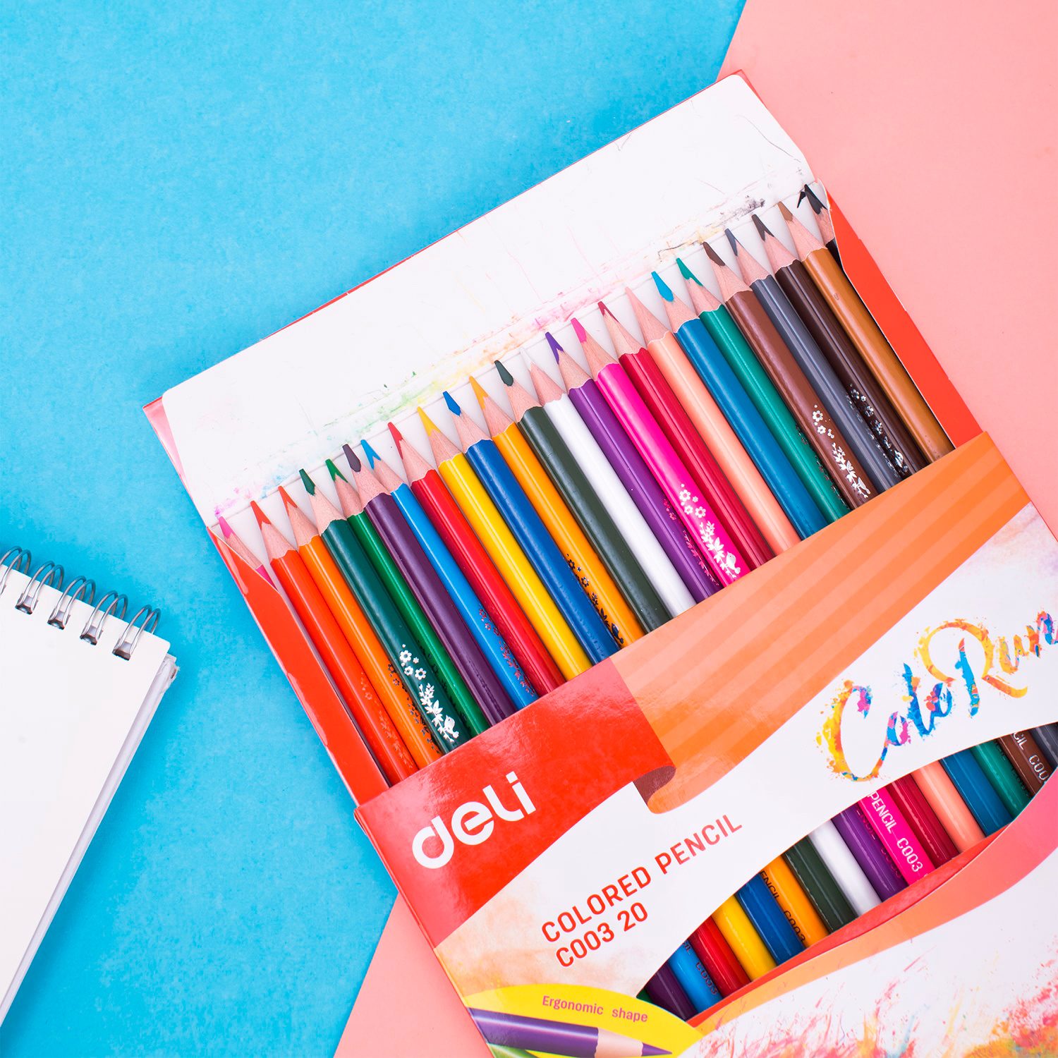 Карандаши цв. Deli EC00320 ColoRun трехгран. тополь 24цв. коробка/европод. (24шт)