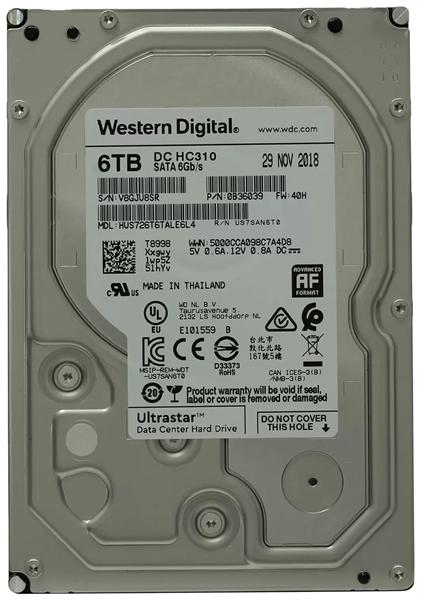 Жесткий диск Western Digital Ultrastar DC HС310 HDD 3.5" SATA 4Tb, 7200rpm, 256MB buffer, 512e (0B36040), 1 year