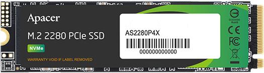 Твердотельный накопитель Apacer SSD AS2280P4X 1TB M.2 2280 PCIe Gen3x4, R2100/W1700 Mb/s, 3D NAND, MTBF 1.8M, NVMe, 350TBW, Retail, 3 years (AP1TBAS2280P4X-1)