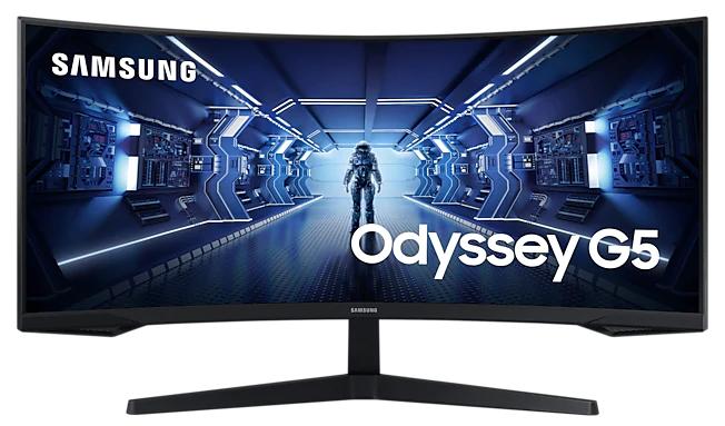Монитор Samsung 34" Odyssey G5 C34G55TWWI VA curved 21:9 3440x1440 1ms 2500:1 250cd 178/178 HDMI DP 165Hz HDR FreeSync Premium VESA Black 2 years (существенное повреждение коробки)