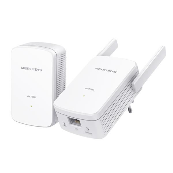  MERCUSYS AV1000 Комплект гигабитных N300 Wi-Fi адаптеров Powerline MP510 (Wi-Fi: до 300 Мбит/с на 2,4 ГГц, Powerline: до 1000 Мбит/с) + MP500 (Powerline: до 1000 Мбит/с)