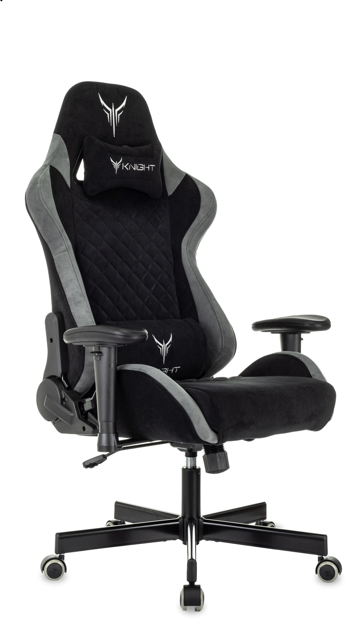 Кресло игровое Knight Regal Fabric черный/серый искусственная замша с подголов. крестов. металл Кресло игровое Knight Regal Fabric черный/серый искусственная замша с подголов. крестов. металл
