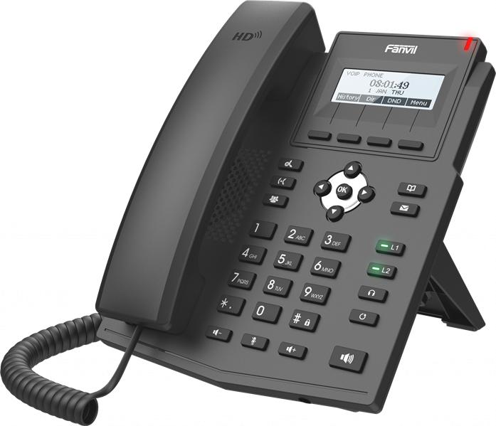  Fanvil IP телефон, 2xEthernet 10/100/1000, LCD 128x48, 2 аккаунта SIP, G722, Opus, Ipv-6, порт для гарнитуры, книга на 1000 записей, POE, БП в комплекте