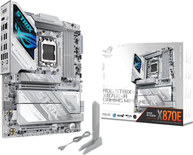 Материнская плата ASUS ROG STRIX X870E-A GAMING WIFI7 NEO, AM5, X870, 4*DDR5, 4*SATA, 4*M.2, 9*USB 3.2,USB4, 2*Type-C, 2*PCIx16, HDMI, ATX; 90MB1P30-M0EAY0
