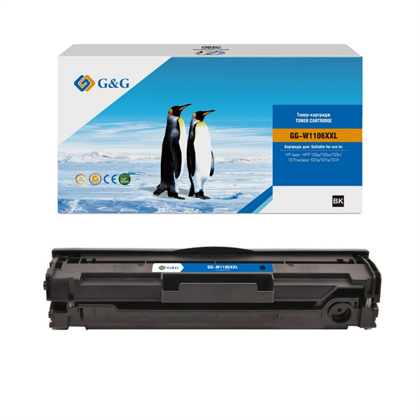 Картридж G&G GG-W1106XXL W1106A черный (5000стр.) для HP Laser 107a/107r/107w/135a MFP/135r MFP/135w MFP/137fnw MFP Картридж G&G GG-W1106XXL W1106A черный (5000стр.) для HP Laser 107a/107r/107w/135a MFP/135r MFP/135w MFP/137fnw MFP