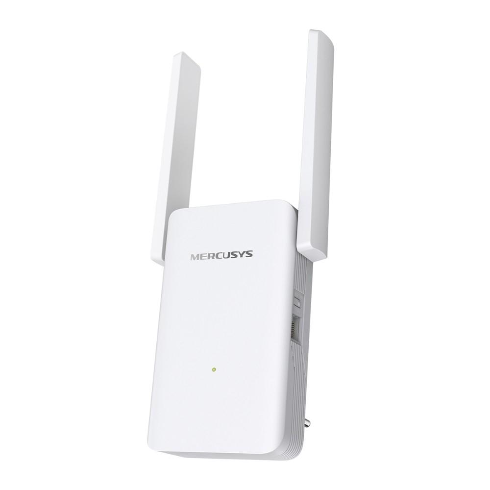 Домашний роутер MERCUSYS AX1800 Усилитель Wi-Fi сигнала, до 574 Мбит/с на 2,4 ГГц + до 1201 Мбит/с на 5 ГГц, 2 фикс. внешние антенны, 1 гиг. порт, подключение к настенной розетке