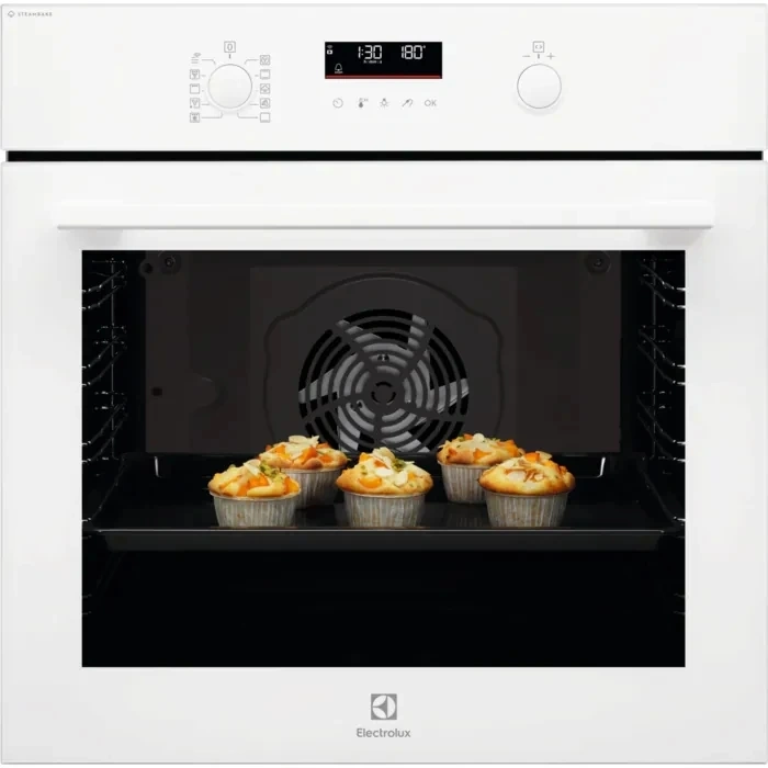 Встраиваемые электрические духовки ELECTROLUX/ Электрический духовой шкаф с конвекцией, приготовление на пару, объем 72 л, утапливаемые переключатели, 9 режимов,очистка каталитическая, 3 стекла в дверце, направляющие про