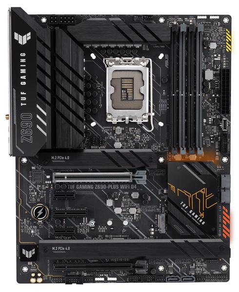 Материнская плата ASUS TUF GAMING Z690-PLUS WIFI D4, LGA1700, Z690, 4*DDR4, DP+HDMI, CrossFireX, SATA3 + RAID, Audio, Gb LAN, USB 3.2*8, USB 2.0*2, COM*1 header (w/o cable), ATX; 90MB18V0-M0EAY0