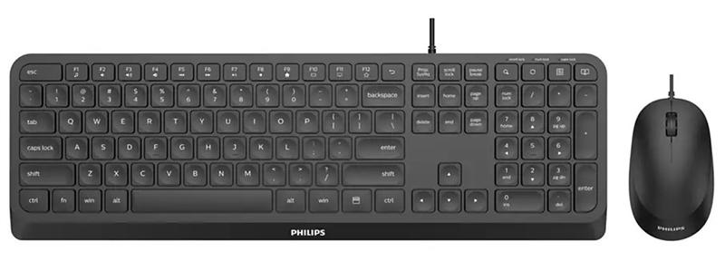 Аксессуары Philips Проводной Комплект  SPT6207B(Клавиатура SPK6207B+Мышь SPK7207B) USB 2.0 104 клав/3 кнопки 1000dpi, русская заводская раскладка, чёрный