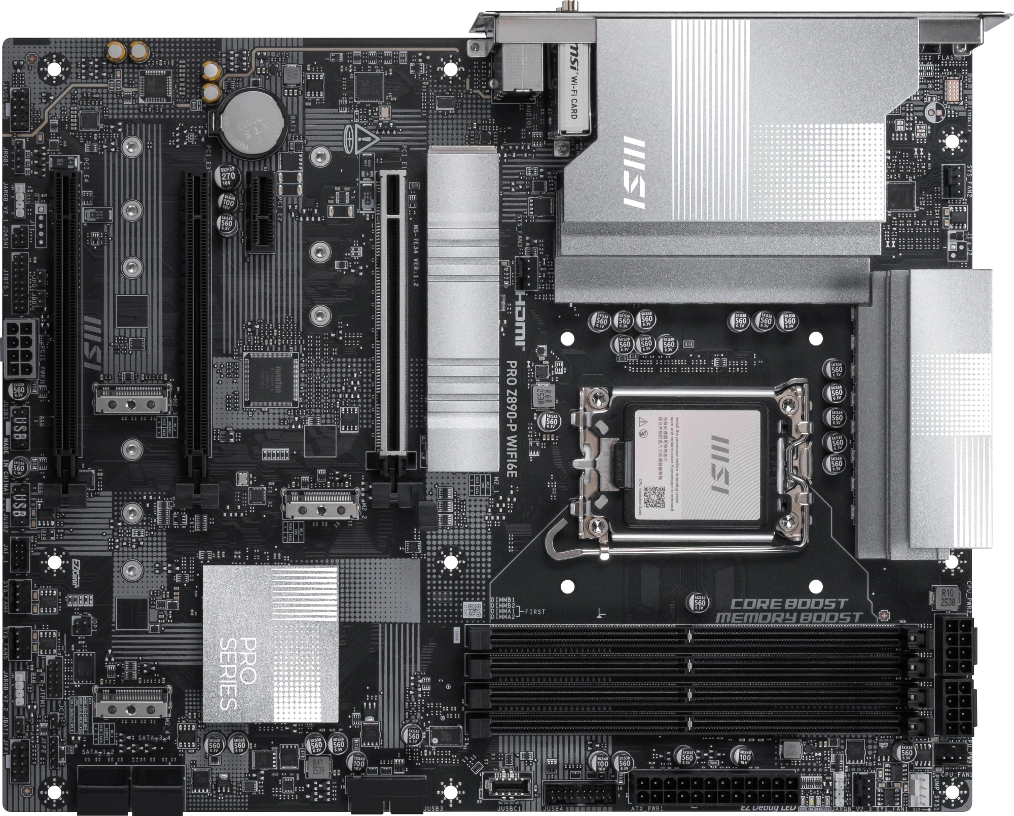Материнская плата MSI PRO Z890-P WIFI6E Z890, LGA1851, 4*DDR5, 3*PCIEx16, 1*PCIEx1, 4*M.2, 2*TypeC, 1*USB3.2 Gen2, 6*USB3.2 Gen1, 8*USB2.0, 4*SATA3, 5G, DP, HDMI, ATX, RTL Материнская плата MSI PRO Z890-P WIFI6E Z890, LGA1851, 4*DDR5, 3*PCIEx16, 1*PCIEx1, 4*M.2, 2*TypeC, 1*USB3.2 Gen2, 6*USB3.2 Gen1, 8*USB2.0, 4*SATA3, 5G, DP, HDMI, ATX, RTL