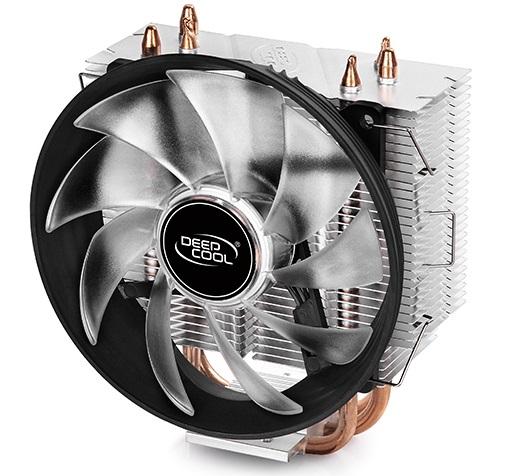  Кулер DEEPCOOL GAMMAXX300R LGA1366/1156/55/51/50/775/FM2+/FM2/FM1/AM3+/AM3/AM2+/AM2/AM4 (24шт/кор, TDP 130Вт, PWM, Red Led, 3 тепл. трубки прямого контакта,120мм вент-р,17.8~21dB(A)) RET