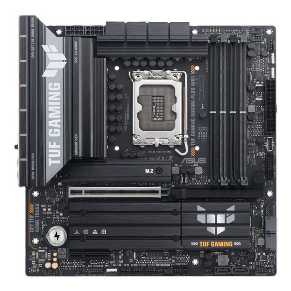 Материнская плата ASUS TUF GAMING B860M-PLUS WIFI, LGA1851, B860, 4*DDR5, 4*SATA, 3*M.2, 6*USB 3.2, 1*USB 2.0, Type-C, 1*PCIx16, 1*PCIx4, DP+HDMI, mATX; 90MB1JV0-M0EAY0