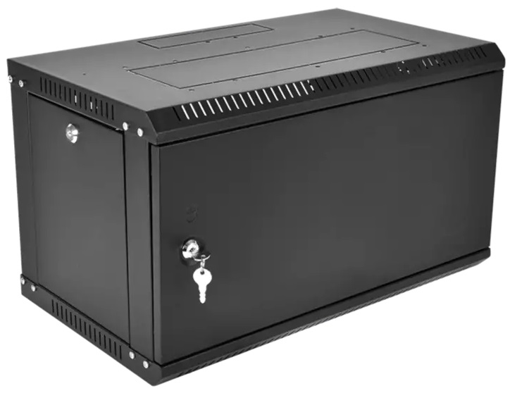 шкаф ЦМО Шкаф телекоммуникационный настенный разборный ЭКОНОМ 9U (600 350) дверь металл, цвет черный