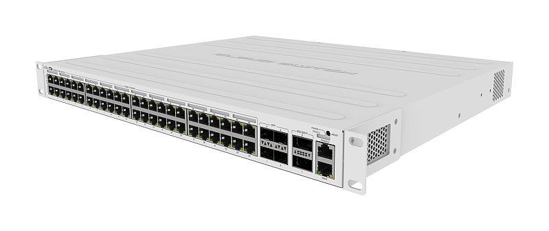 Коммутатор MikroTik Cloud Router Switch 354-48P-4S+2Q+RM with 48 x Gigabit RJ45 LAN (all PoE-out), 4 x 10G SFP+ cages, 2 x 40G QSFP+ cages, RouterOS L5, 1U rackmount enclosure, 750W PSU