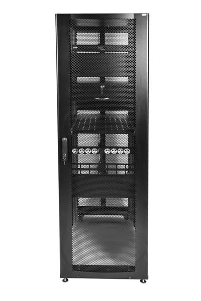  Шкаф серверный ПРОФ напольный 48U (800x1200) дверь перфор., задние двойные перфор., черный, в сборе