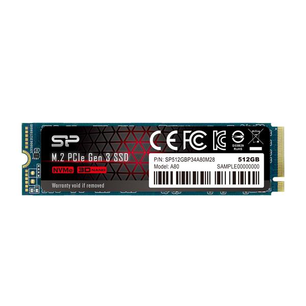 Твердотельный накопитель Solid State Disk Silicon Power P34A80 512Gb PCIe Gen3x4 M.2 PCI-Express (PCIe) 3400MBs/3000MBs SP512GBP34A80M28