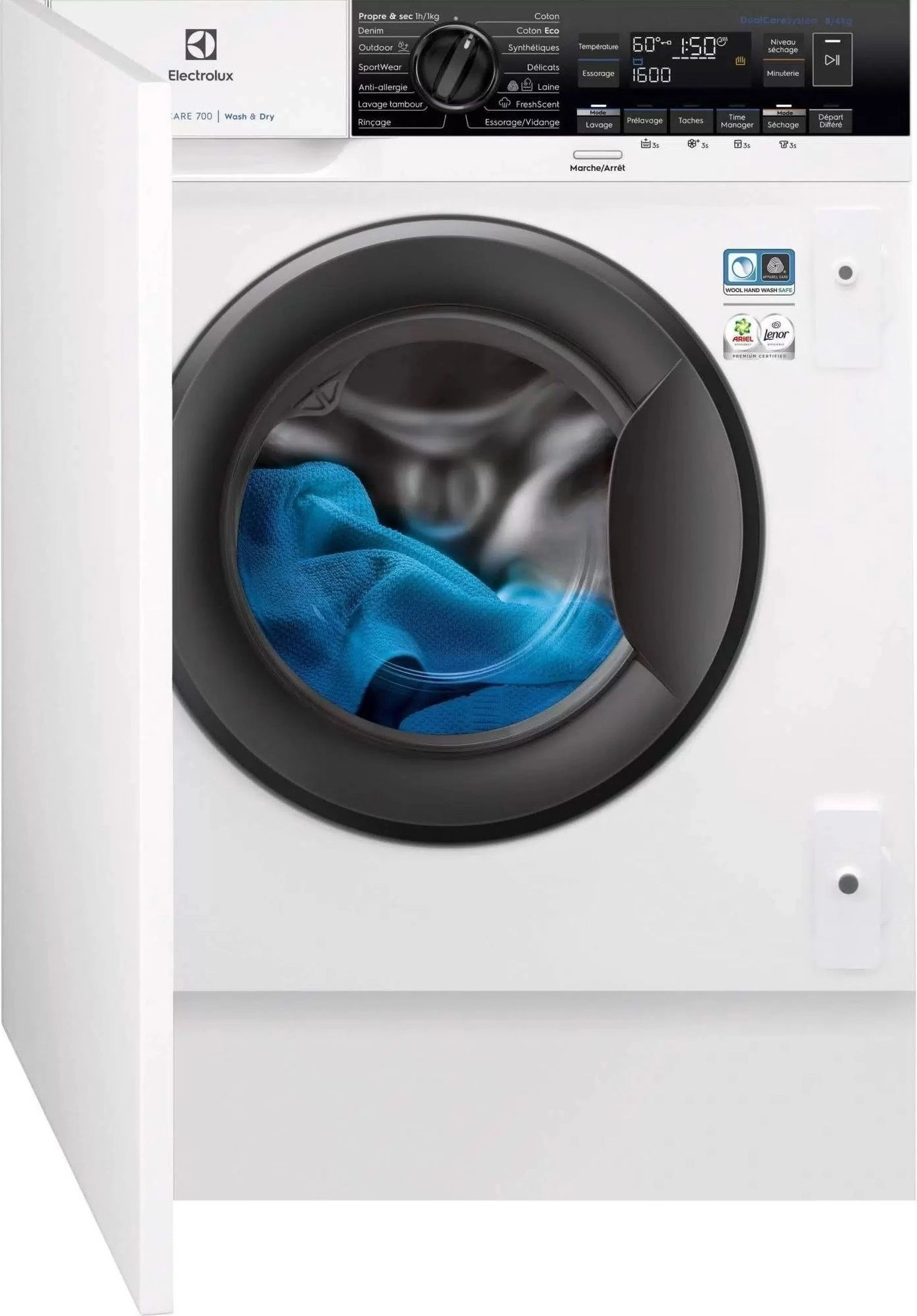 Встраиваемая стиральная машина ELECTROLUX/ Встраиваемая стирально-сушильная машина,загрузка 8кг, Сушка 4 кг, 1600 об/мин, A, дисплей, защита от протечек,панель управления на английском языке