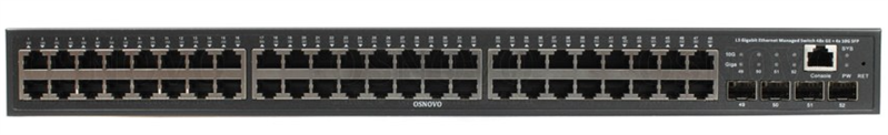 Коммутатор Gigabit Ethernet c 10G портами OSNOVO SW-48G4X-1L Управляемый L3 коммутатор Gigabit Ethernet на 48xRJ45 + 4x10G SFP+ Uplink. Порты: 48 x GE (10/100/1000Base-T) + 4 x 1G/10G SFP+ Uplink, Консольный порт Коммутатор Gigabit Ethernet c 10G портами OSNOVO SW-48G4X-1L Управляемый L3 коммутатор Gigabit Ethernet на 48xRJ45 + 4x10G SFP+ Uplink. Порты: 48 x GE (10/100/1000Base-T) + 4 x 1G/10G SFP+ Uplink, Консольный порт