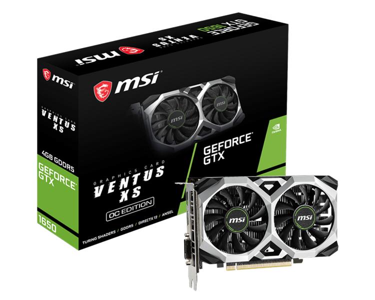 Видеокарта MSI GeForce GTX 1650 VENTUS XS 4G OC PCI-E/GeForce GTX 1650 VENTUS XS 4G OC/DL-DVI-D/HDMI/ATX/DUAL FAN/OC/4G