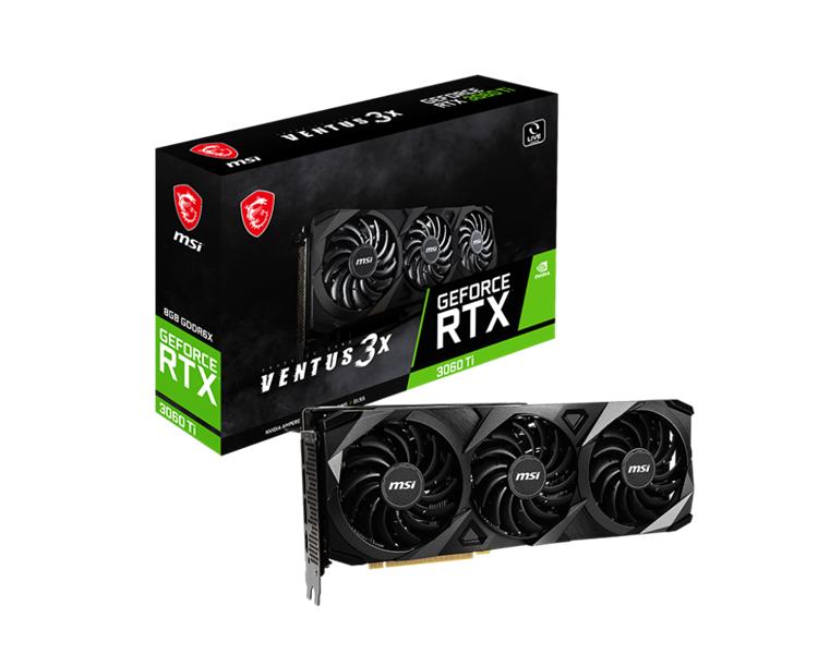 Видеокарта MSI GeForce RTX 3060 Ti VENTUS 3X 8GD6X PCI-E/GeForce RTX 3060 Ti VENTUS 3X 8GD6X/DP*3/HDMI/ATX/TRIPLE FAN/8G G6X