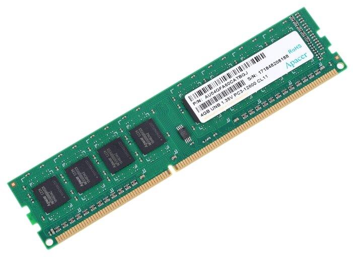Оперативная память Apacer  DDR3   4GB  1600MHz UDIMM (PC3-12800) CL11 1,35V (Retail) 512*8  3 years (AU04GFA60CATBGJ/DG.04G2K.KAM)