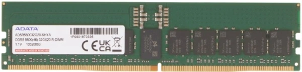 Оперативаня память ADATA DDR5 RDIMM 32GB 5600MHz 1*32GB ECC Reg 1.1V CL46-45-45 SINGLE TRAY