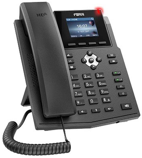  Fanvil IP телефон, 2xEthernet 10/100, 4 SIP линии, HD аудио, цветной дисплей 2,4”, порт для гарнитуры, книга на 1000 записей, 6-я сторонняя конференция, БП в комплекте