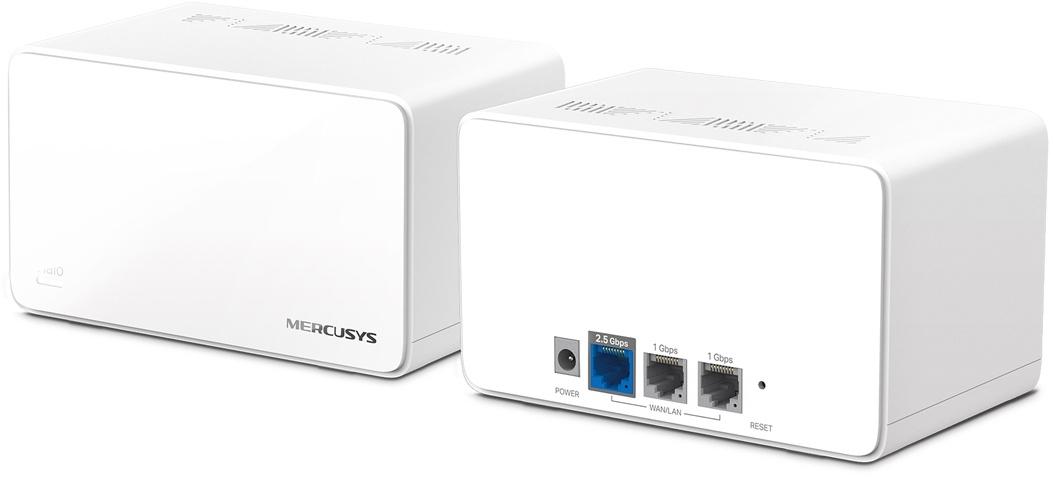 Домашний роутер MERCUSYS AX6000 Домашняя Mesh Wi-Fi 6 система, до 1148 Мбит/с на 2,4 ГГц + до 4804 Мбит/с на 5 ГГц, встр. антенны, 1 порт 2,5 Гбит/с, 2 гиг. порта, 2 шт.