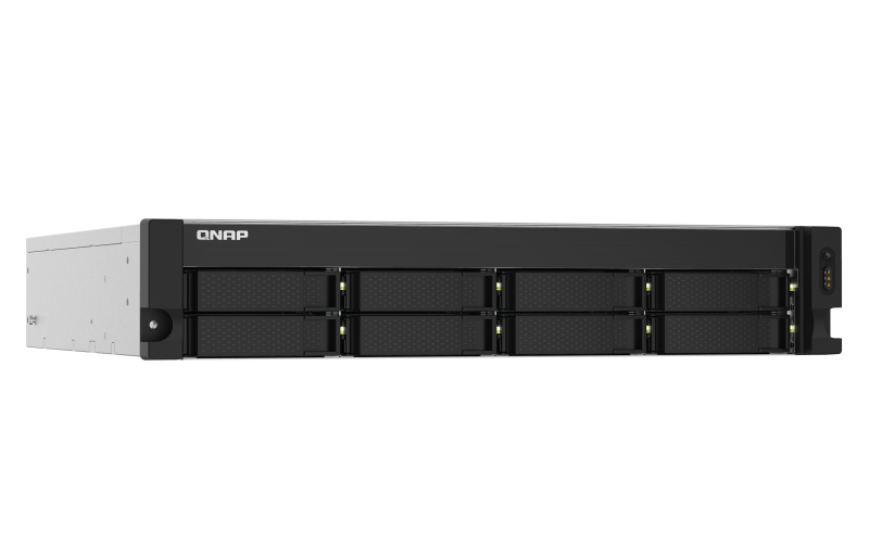 Система хранения данных QNAP SMB 2U/8bay QC 1,7GhzCPU/4Gb(upto16Gb)/upto 20HDD with TL-R1200S-RP/SATA(3,5" 2,5")/ 4xUSB3.2/1xExp.slot/2x2,5Gb 2x10Gb(SFP+)/iSCSI/2xPS/no rail(RAIL-B02)/3YW TS-832PXU-RP-4G-EU-RU