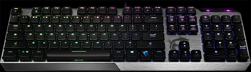 Клавиатура проводная Gaming Keyboard MSI VIGOR GK50 LOW PROFILE, Wired, Mechanical, with Kailh Low Profile Tactile Keys, Floating Key Design, RGB, Black