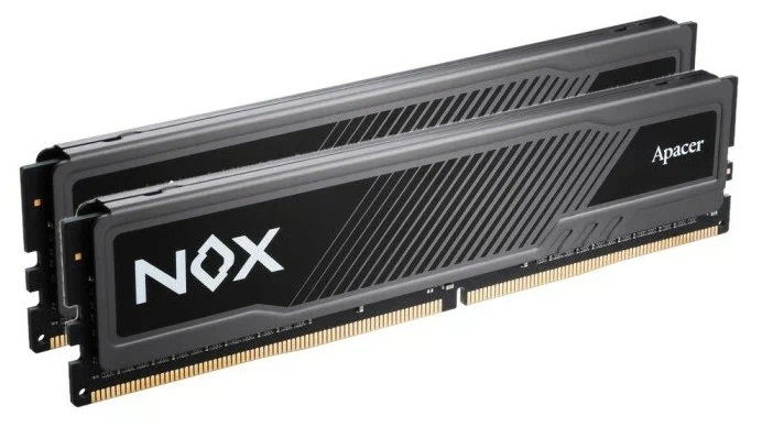 Оперативная память Apacer DDR5 32GB 6400MHz DIMM NOX Black Gaming Memory CL36 1.4V Kit (2x16GB) Heat Sink (Retail) 2048*8 3 years (AH5U32G64C652MBAA-2)
