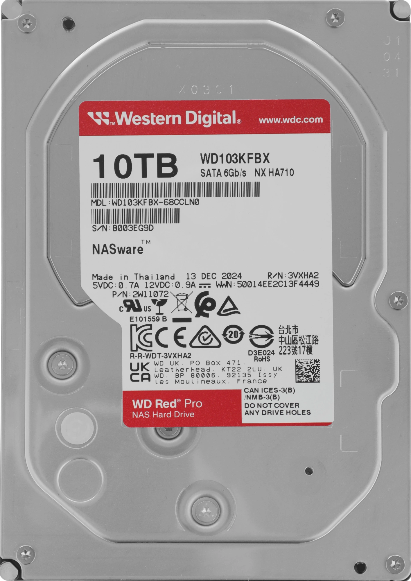 Жесткий диск Western Digital 3.5" 10TB WD Red Pro HDD WD103KFBX SATA 6Gb/s - 7200 Жесткий диск Western Digital 3.5" 10TB WD Red Pro HDD WD103KFBX SATA 6Gb/s - 7200