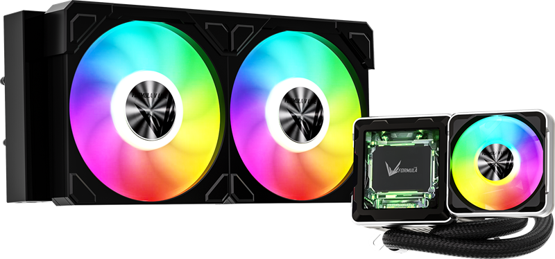 Система водяного охлаждения Formula V Line Cryo Wing Digi 240 BK, 240mm, LCD 2.73", 2x120mm, ARGB fans, LGA115X/1200/1700/1851/1366/2011/2066, AM3/AM4/AM5/Ryzen3/Ryzen5/Ryzen7/Threadripper/RT4 Система водяного охлаждения Formula V Line Cryo Wing Digi 240 BK, 240mm, LCD 2.73", 2x120mm, ARGB fans, LGA115X/1200/1700/1851/1366/2011/2066, AM3/AM4/AM5/Ryzen3/Ryzen5/Ryzen7/Threadripper/RT4
