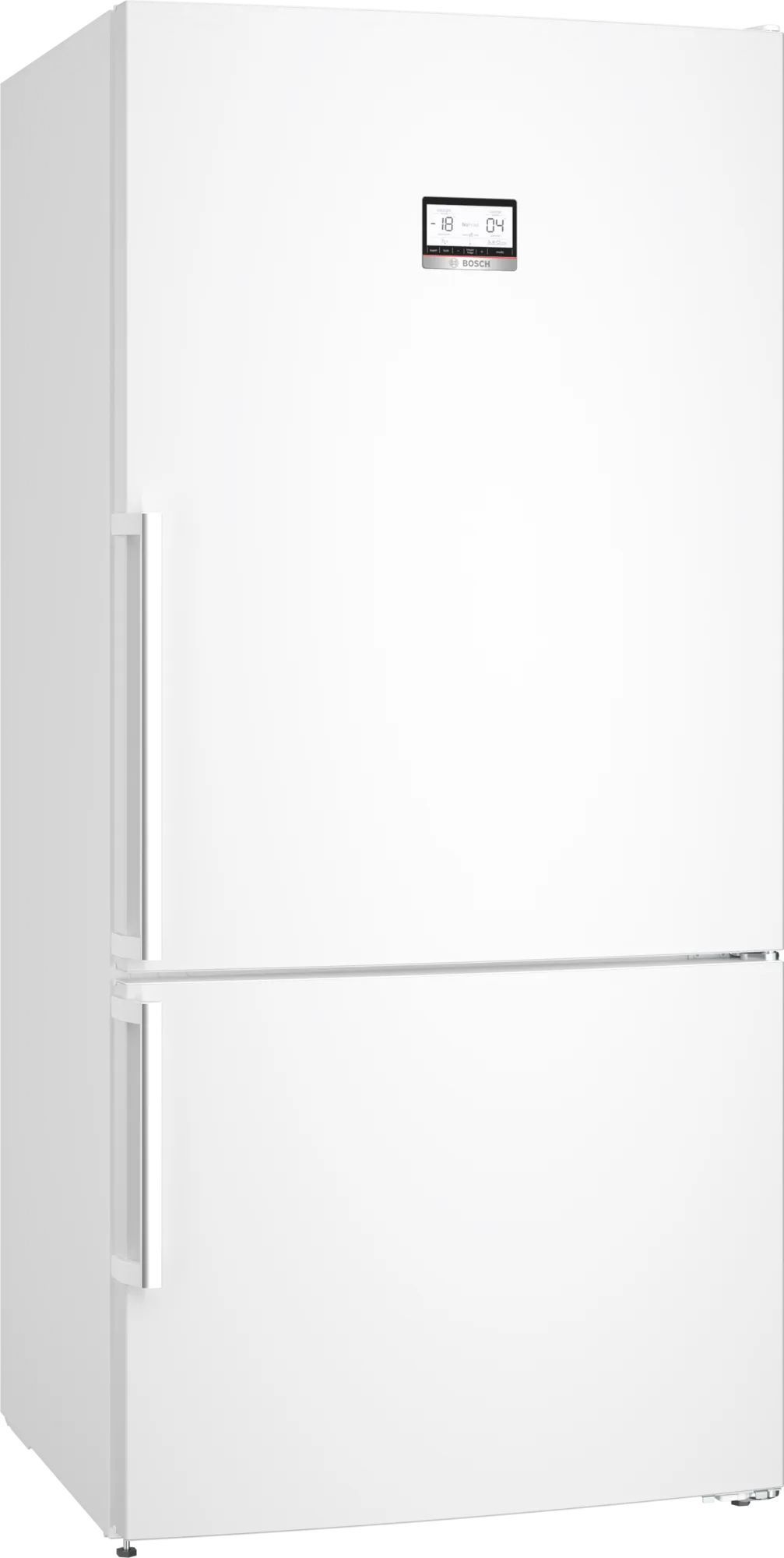 Full NoFrost, Serie 6, Габариты 186x86x81, Общий пол. объем: 619 (х:479, м:140),белый, Цифровой LCD дисплей, Внешние высокие металлические ручки, Multi Airflow, AirFresh Filter, Верхнее LED освещение, Два отделения для м