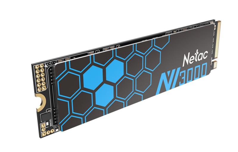 Ssd накопитель Netac SSD NV3000 1TB PCIe 3 x4 M.2 2280 NVMe 3D NAND, R/W up to 3100/2100MB/s, TBW 600TB, with heat sink, 5y wty