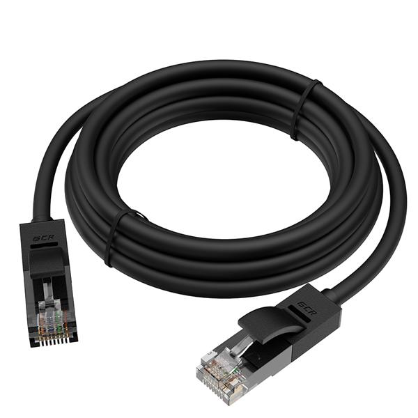  GCR Патч-корд  10.0m, кат.5e, прямой, UTP, черный, 24 AWG, литой, ethernet high speed 1 Гбит/с, RJ45, T568B (LNC500)