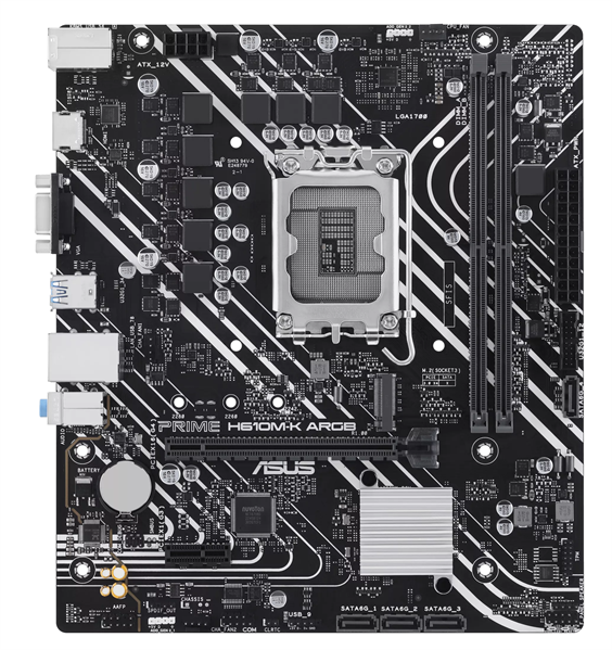 Материнская плата ASUS PRIME H610M-K ARGB, LGA1700, H610, 2*DDR5, 2*DDR5, 4*SATA, 1*M.2, 2*USB 3.2, 4*USB 2.0, 1*PCIx16, 1*PCIx1, VGA+HDMII, mATX