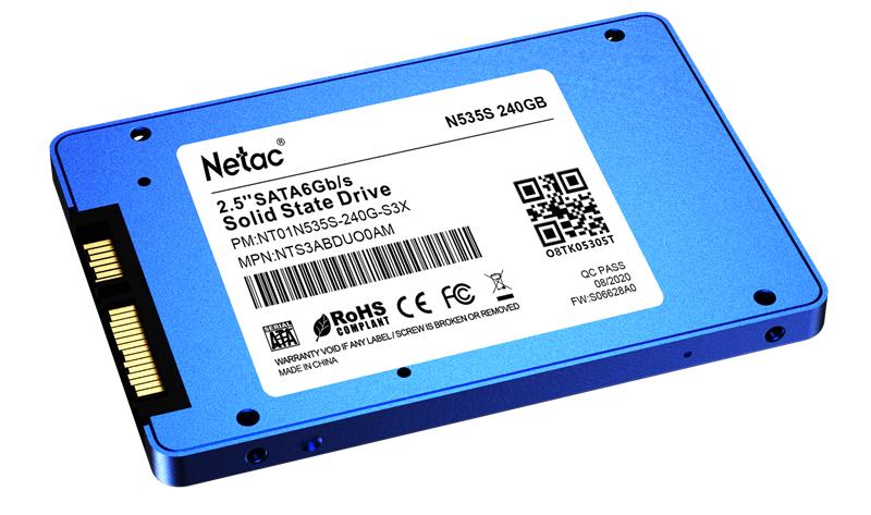 Ssd накопитель Netac SSD N535S 240GB 2.5 SATAIII 3D NAND, 7mm, R/W up to 540/490MB/s, TBW 140TB, 5y wty