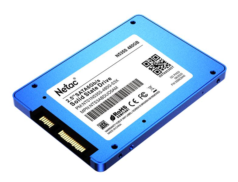 Ssd накопитель Netac SSD N535S 480GB 2.5 SATAIII 3D NAND, 7mm, R/W up to 540/490MB/s, TBW 280TB, 5y wty