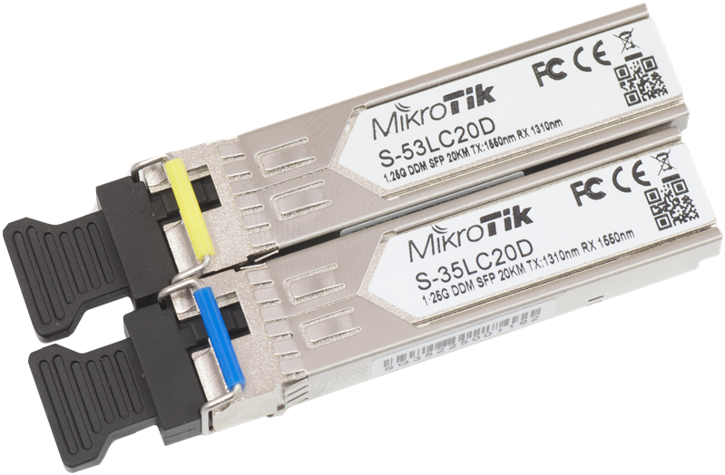 Трансивер MikroTik Pair of SFP modules, S-35LC20D (1.25G SM 20km T1310nm/R1550nm, Single LC-connector) + S-53LC20D (1.25G SM 20km T1550nm/R1310nm, Single LC-connector) Трансивер MikroTik Pair of SFP modules, S-35LC20D (1.25G SM 20km T1310nm/R1550nm, Single LC-connector) + S-53LC20D (1.25G SM 20km T1550nm/R1310nm, Single LC-connector)