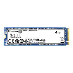 Твердотельный накопитель Kingston SSD 4TB NV3 M.2 2280 NVMe Gen4x4 R6000/W5000MB/s MTBF 2M 1280TBW Retail 1 Year Warrаnty