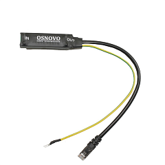 Устройство грозозащиты OSNOVO SP-IP-1000PT Устройство грозозащиты для локальной вычислительной сети (скорость до 1000 Мбит/с) с защитой линий PoE(802.3 af/at/bt, методы A + B, контакты 1/2, 3/6, 4/5, 7/8). Двухступенчатая з