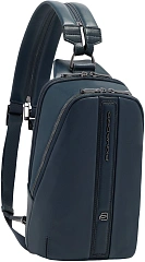 Рюкзак слинг мужской Piquadro Victor CA7174W143/BLU синий натур.кожа