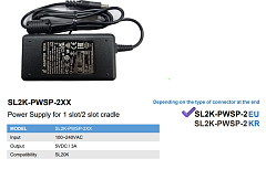 Блок питания M3 Mobile ASSY: SL20K PSU 100240VAC, 5VDC, 3A. 1.2M cable. Provides power to the 1-slot/2-slot cradle for SL20K. Includes EU power cord.