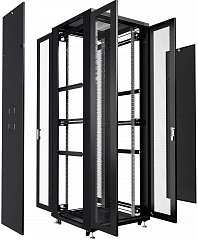 Шкаф серверный Cabeus (ND-05C-42U80/120-BK) напольный 42U 800x1200мм пер.дв.перфор.2ств. задн.дв.перфор.2-хст. 800кг черный 1102мм 131кг 220град. 2055мм IP20 сталь