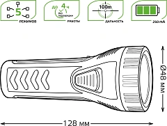 Фонарь ручной Gauss GFL101 черный/зеленый 1Вт лам.:светодиод. (GF101)