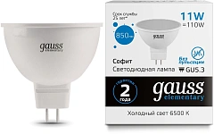 Лампа светодиодная Gauss Elementary 13531 11Вт цок.:GU5.3 софит 180B св.свеч.бел.хол. MR16 (упак.:1шт)