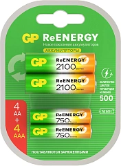 Аккумулятор GP 210AAHC АА+75AAAHC AAA NiMH 2000mAh (4шт)