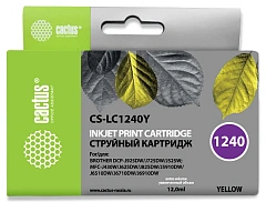 Картридж струйный Cactus CS-LC1240Y желтый (12мл) для Brother MFC-J6510/6910DW с чипом