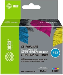 Картридж струйный Cactus CS-F6V24AE 652 многоцветный (300стр.) (20мл) для HP DJ Ink Adv 1115/2135/3635 с чипом